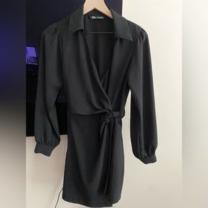 Black Zara dress, ties from the side.
